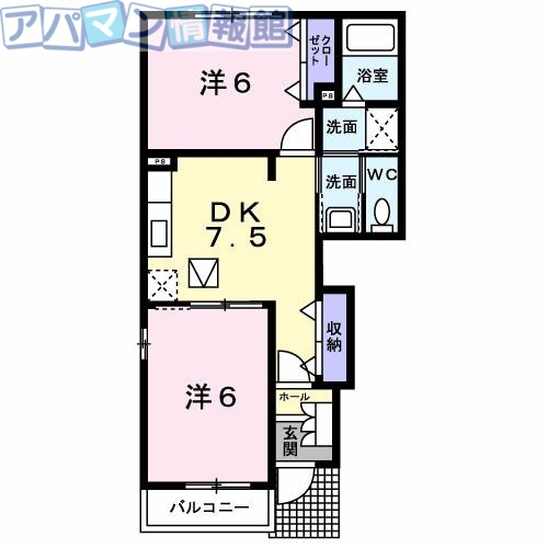 新潟市秋葉区古津のアパートの間取り