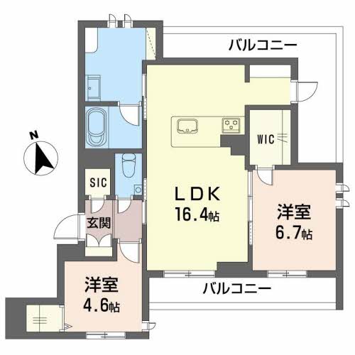 シャーメゾン帯小入口の間取り