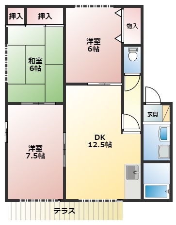 【グリーンヒルズB棟の間取り】