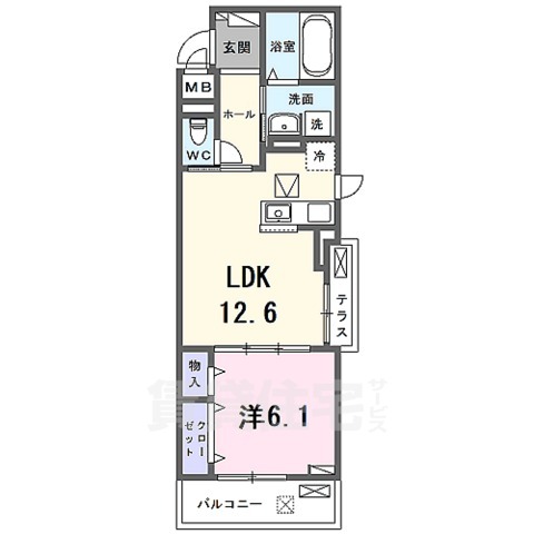 京都市南区久世殿城町のアパートの間取り