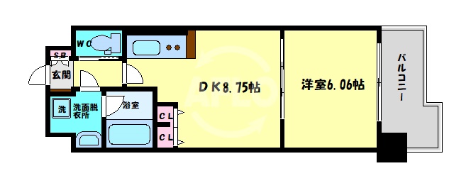 大阪市中央区島町のマンションの間取り