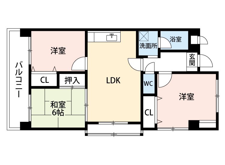 北九州市小倉南区南方のアパートの間取り