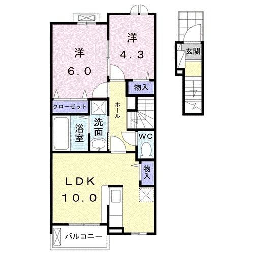 豊橋市中浜町のアパートの間取り