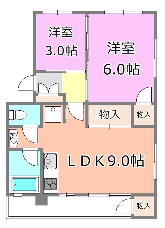 千葉市中央区弁天のマンションの間取り