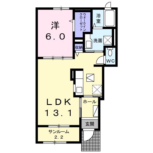 十和田市西六番町のアパートの間取り