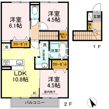 出水市向江町のアパートの間取り