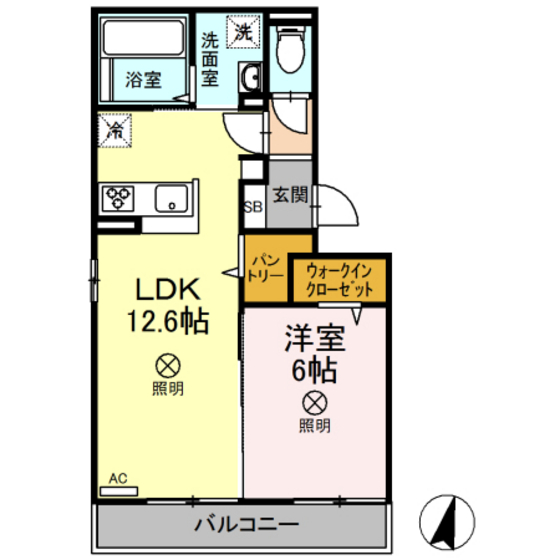 岡山市北区牟佐のアパートの間取り