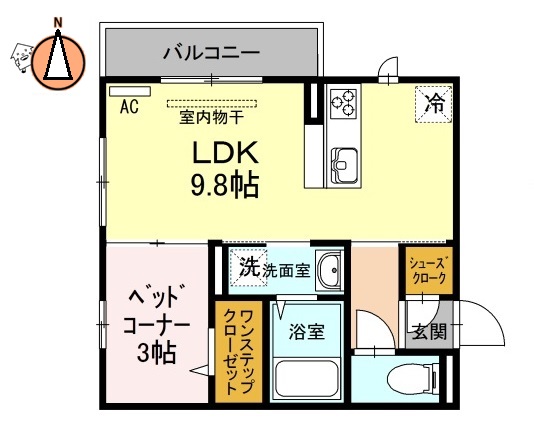 徳島市南佐古七番町のアパートの間取り