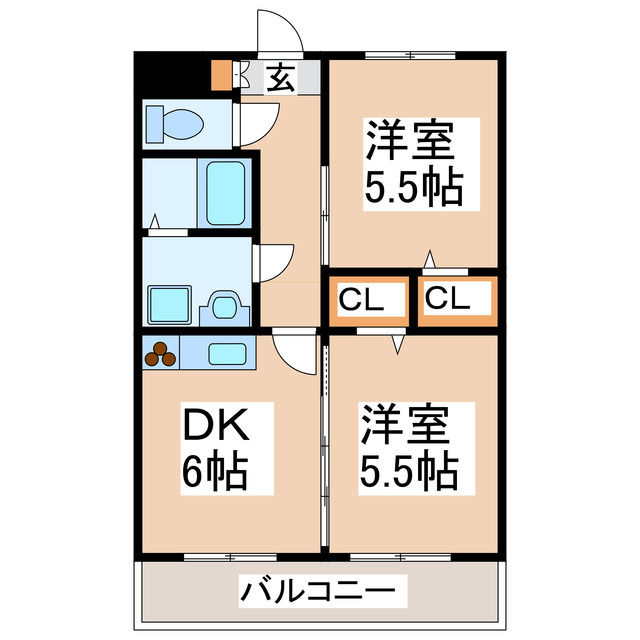 熊本市北区龍田のマンションの間取り