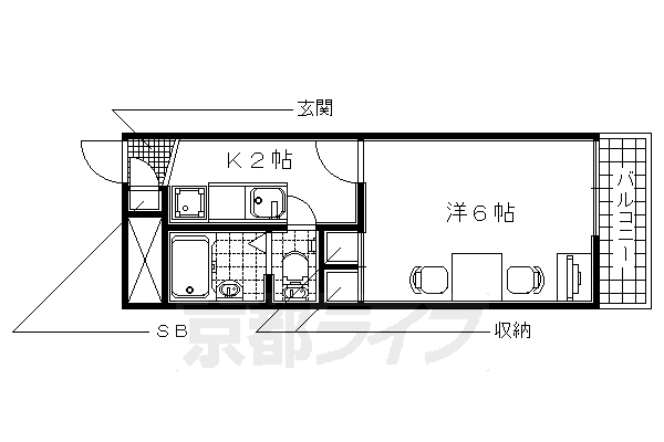 近鉄京都線 新田辺駅 徒歩13分 2階建 築21年の間取り写真