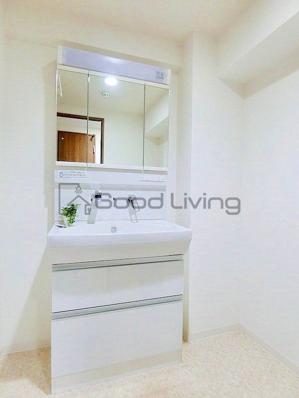 洗面設備　三面鏡で身だしなみと収納ばっちり(^^♪