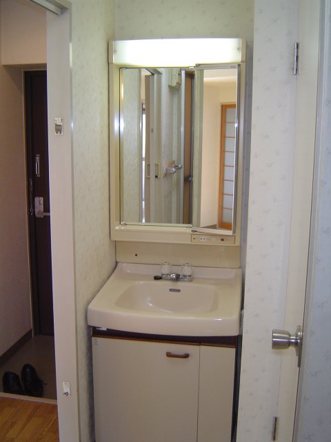洗面設備　写真は別部屋のものです。