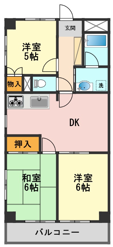 都営新宿線 船堀駅 徒歩12分 5階建 築38年の間取り写真