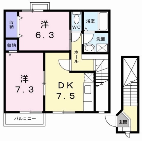 ホワイトリバー　Ｂの間取り