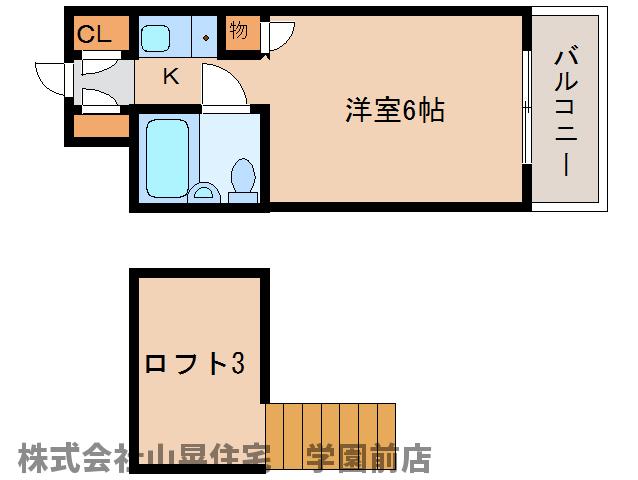 奈良市富雄元町のアパートの間取り