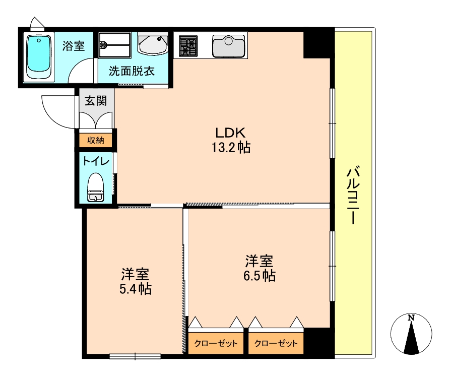 広島市中区鶴見町のマンションの間取り