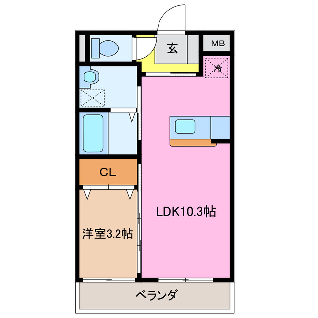 松阪市市場庄町のマンションの間取り