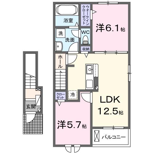 西条市樋之口のアパートの間取り