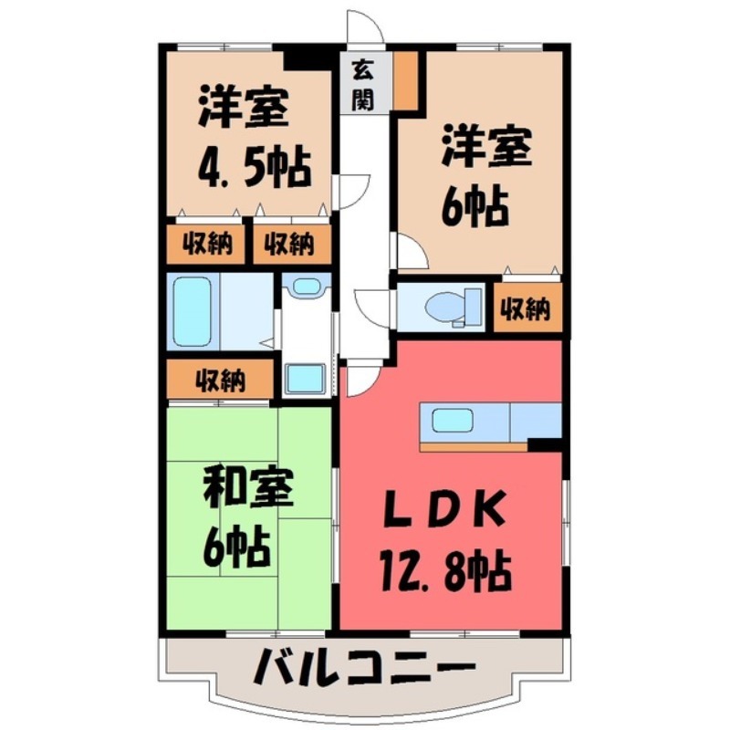 宇都宮市駒生町のマンションの間取り