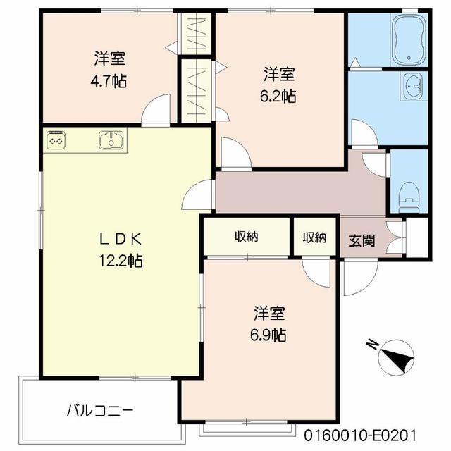 コートヴェール南片江I　Ｅ棟の間取り