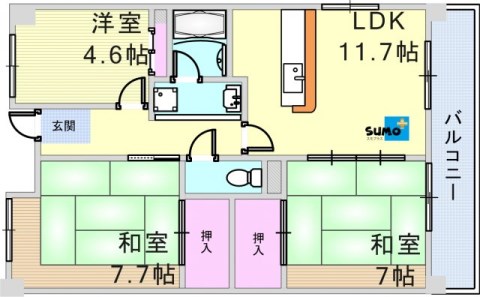 シティハイツ鈴蘭台の間取り