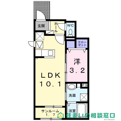 岡崎市針崎のアパートの間取り