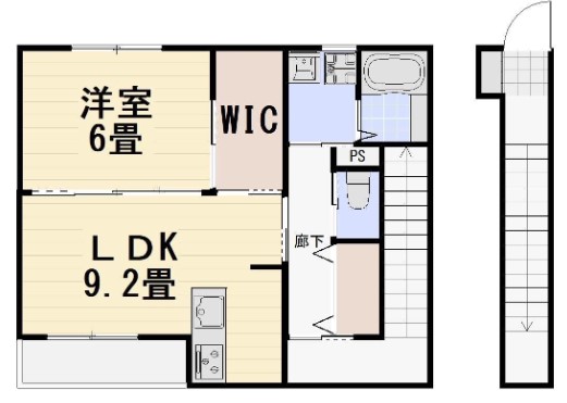 岡山市中区雄町のアパートの間取り