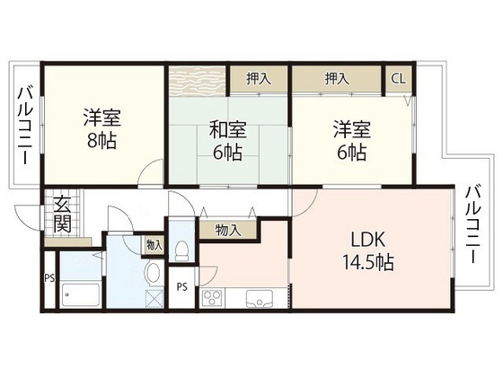 広島市西区高須のマンションの間取り