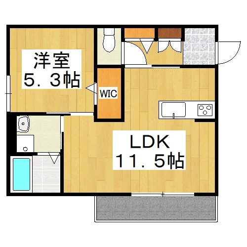 【岡山市中区江崎のアパートの間取り】