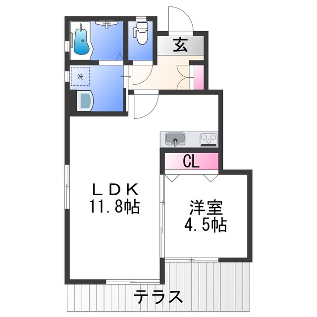 和歌山市毛見のアパートの間取り