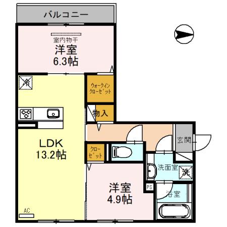 京都市伏見区中島秋ノ山町のアパートの間取り