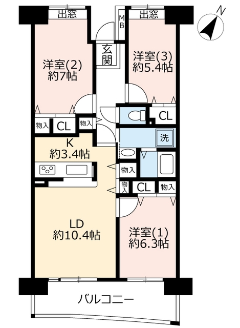 ＵＲパークサイド鎌ヶ谷の間取り