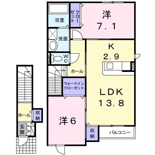 由利本荘市薬師堂のアパートの間取り