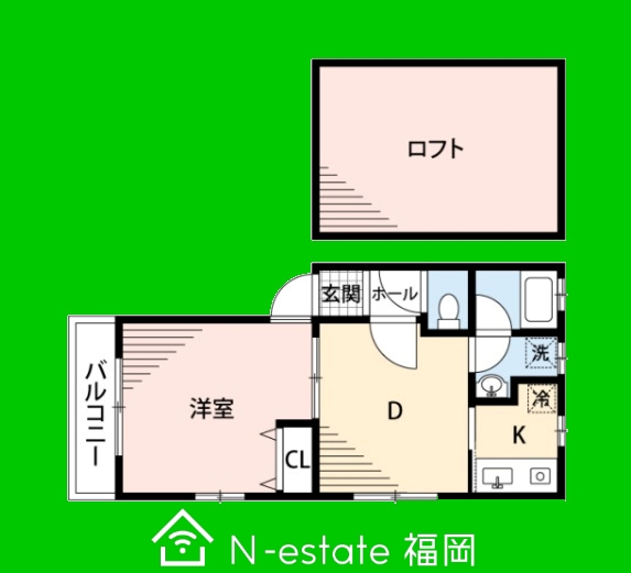 福岡市西区福重のアパートの間取り