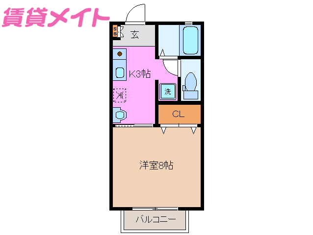 津市久居野村町のアパートの間取り