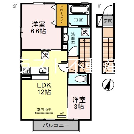 薩摩川内市宮内町のアパートの間取り