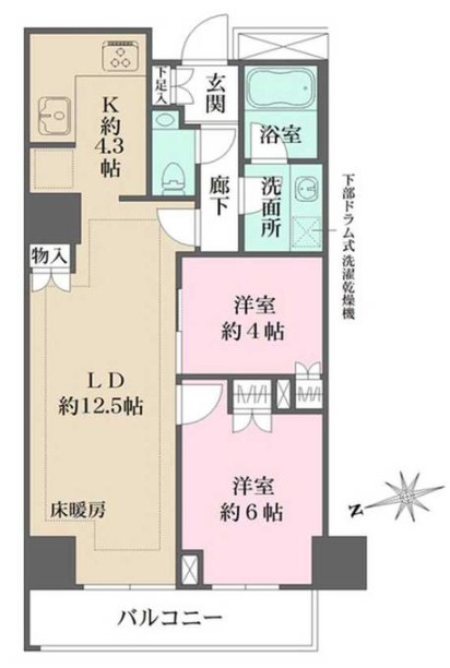 新宿区北新宿のマンションの間取り