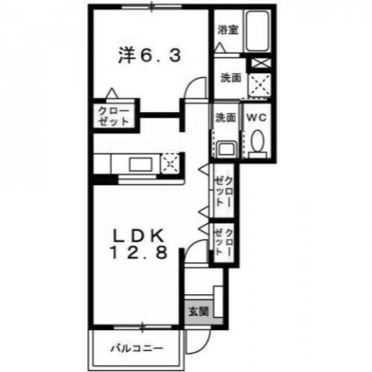 深谷市田中のアパートの間取り