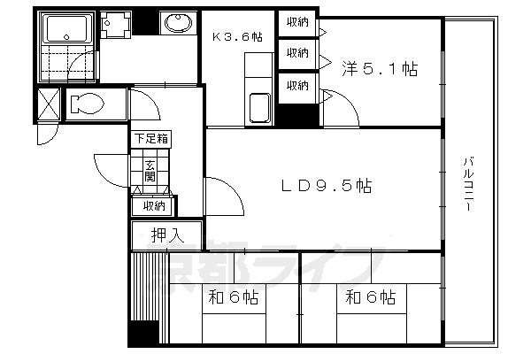 京都市中京区笹屋町のマンションの間取り