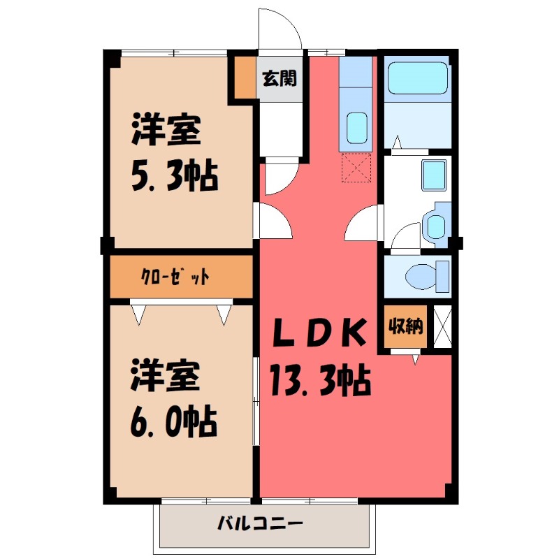 【太田市内ケ島町のアパートの間取り】