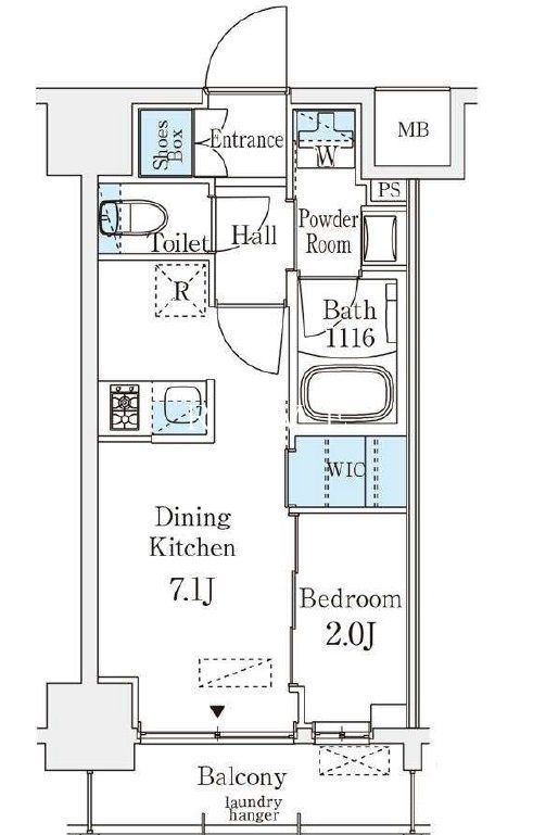 中央区八丁堀のマンションの間取り