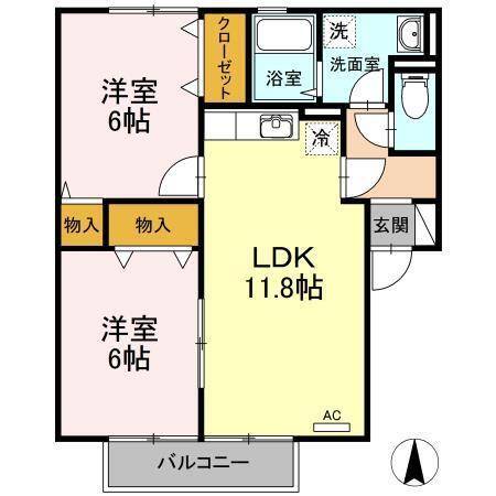 松山市東長戸のアパートの間取り