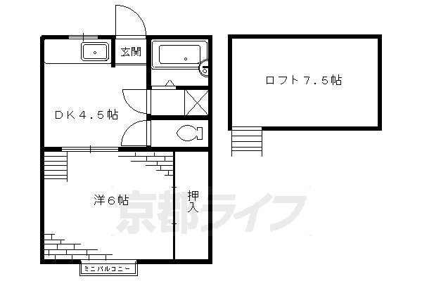 京都市左京区岩倉上蔵町のアパートの間取り