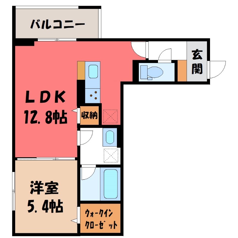 小山市中央町のアパートの間取り