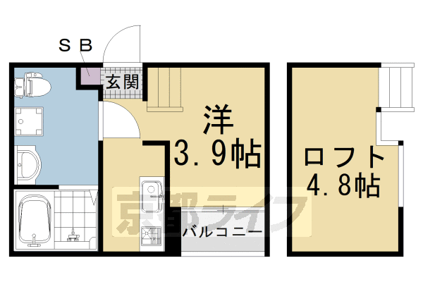 京都市中京区壬生東土居ノ内町のアパートの間取り