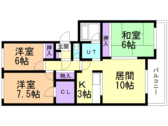 札幌市厚別区厚別西一条のマンションの間取り