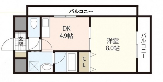 岡山市北区京橋町のマンションの間取り