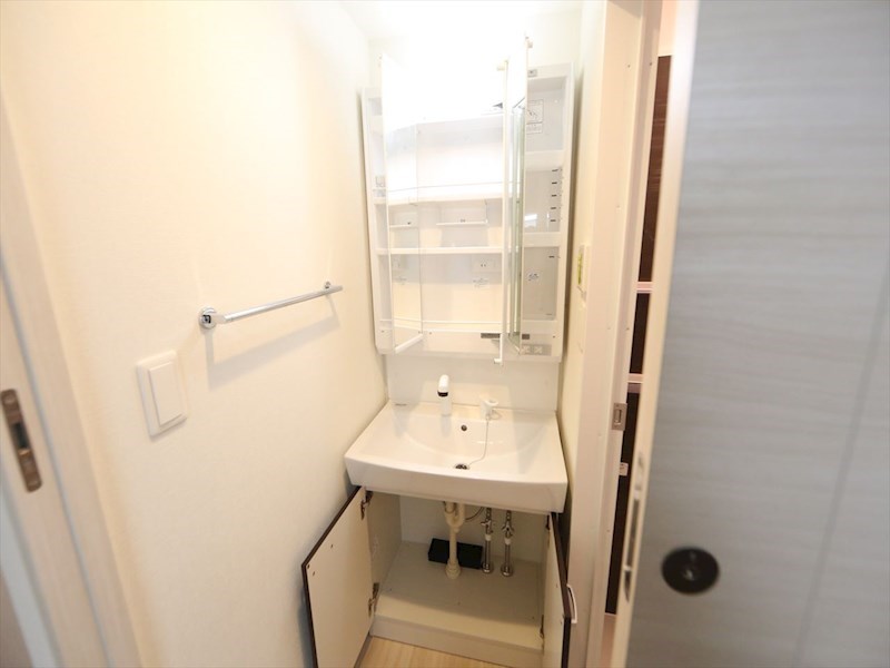 洗面設備　脱衣所　独立洗面台（シャンプードレッサー付）収納スペース有