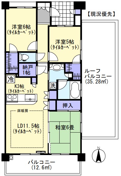 ＪＲ横須賀線 東戸塚駅 徒歩13分 18階建 築21年の間取り写真