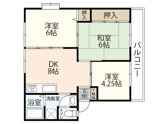 広島市西区田方のアパートの間取り